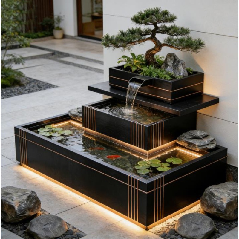 Fuente de Agua en Cascada de A - Bonsai Garden With Koi Pond reseña y precio